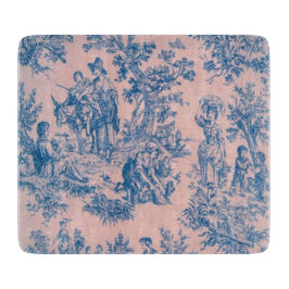 Frans toile de jouy blauw en roze elegant snijplank