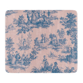 Frans toile de jouy blauw en roze elegant snijplank