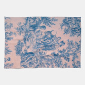 Frans toile de jouy blauw en roze elegant theedoek (Horizontaal)