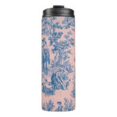 Frans toile de jouy blauw en roze elegant thermosbeker (Voorkant)