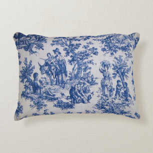 Frans toile de jouy blauw en wit elegant accent kussen
