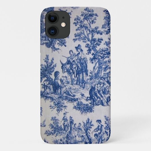 Frans toile de jouy blauw en wit elegant Case-Mate iPhone case (Achterkant)