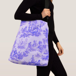 Frans toile de jouy blauw en wit elegant crossbody tas