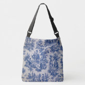 Frans toile de jouy blauw en wit elegant crossbody tas (Voorkant)