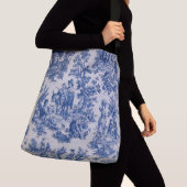 Frans toile de jouy blauw en wit elegant crossbody tas (Dichtbij)