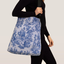 Frans toile de jouy blauw en wit elegant crossbody tas