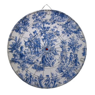 Frans toile de jouy blauw en wit elegant dartbord