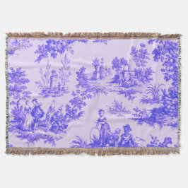 Frans toile de jouy blauw en wit elegant deken