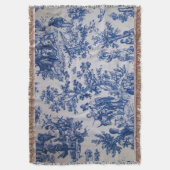 Frans toile de jouy blauw en wit elegant deken (Voorkant Verticaal)