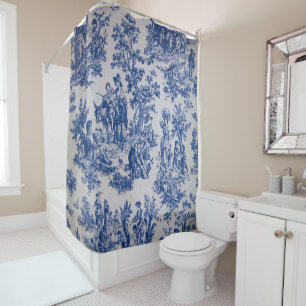 Frans toile de jouy blauw en wit elegant douchegordijn