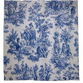 Frans toile de jouy blauw en wit elegant douchegordijn (Voorkant)