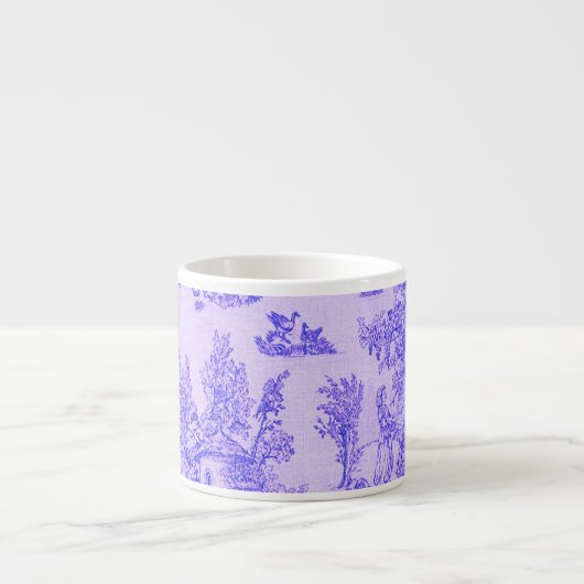 Frans toile de jouy blauw en wit elegant espresso kop (Voorkant)
