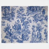 Frans toile de jouy blauw en wit elegant fleece deken (Voorkant (Horizontaal))