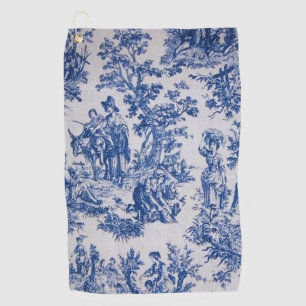 Frans toile de jouy blauw en wit elegant golfhanddoek