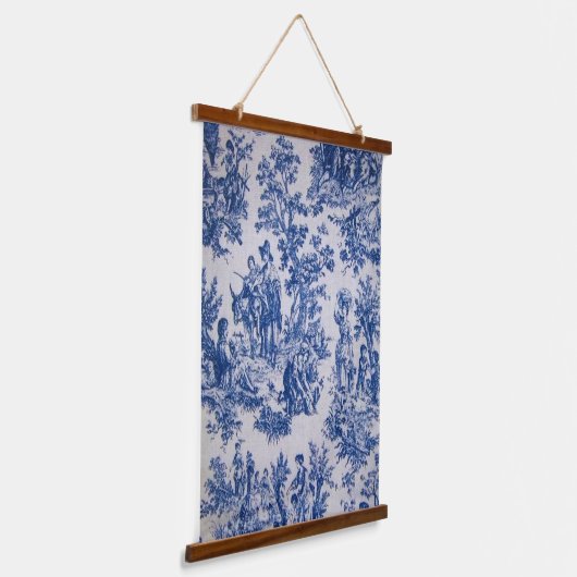 Frans toile de jouy blauw en wit elegant hangend wandkleed (Gebogen)