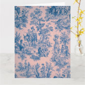 Frans toile de jouy blauw en wit elegant kaart (Gele Bloem)