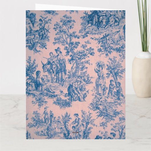 Frans toile de jouy blauw en wit elegant kaart (Achterkant)