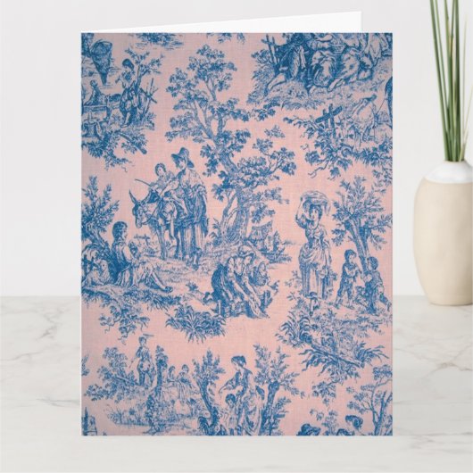Frans toile de jouy blauw en wit elegant kaart (Voorkant)