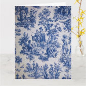 Frans toile de jouy blauw en wit elegant kaart (Gele Bloem)