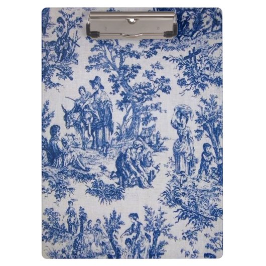 Frans toile de jouy blauw en wit elegant klembord (Voorkant)
