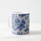 Frans toile de jouy blauw en wit elegant koffiemok (Voorkant links)