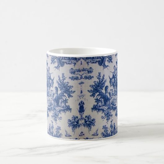 Frans toile de jouy blauw en wit elegant koffiemok (Center)