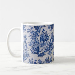 Frans toile de jouy blauw en wit elegant koffiemok