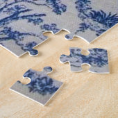 Frans toile de jouy blauw en wit elegant legpuzzel (Zijkant)