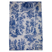 Frans toile de jouy blauw en wit elegant medium cadeauzakje (Achterkant)