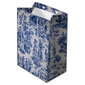 Frans toile de jouy blauw en wit elegant medium cadeauzakje (Achterkant Gekanteld)