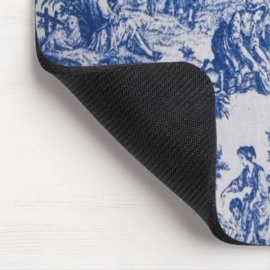 Frans toile de jouy blauw en wit elegant muismat (Hoek)