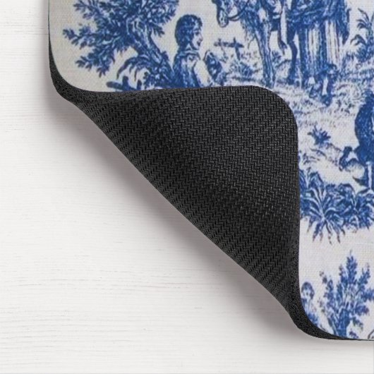 Frans toile de jouy blauw en wit elegant muismat (Hoek)