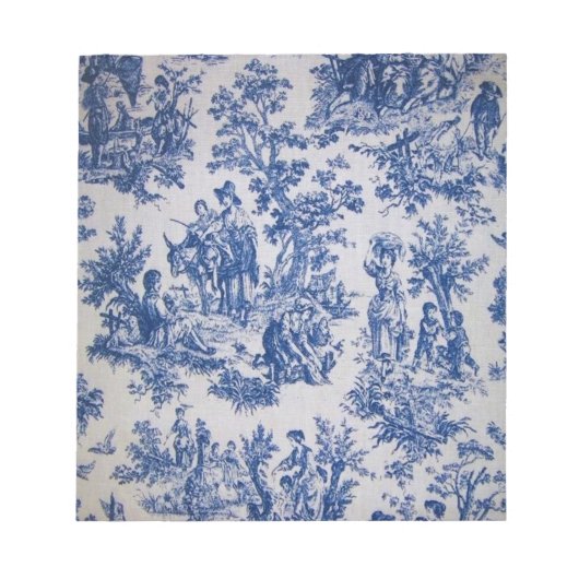 Frans toile de jouy blauw en wit elegant notitieblok (Voorkant)