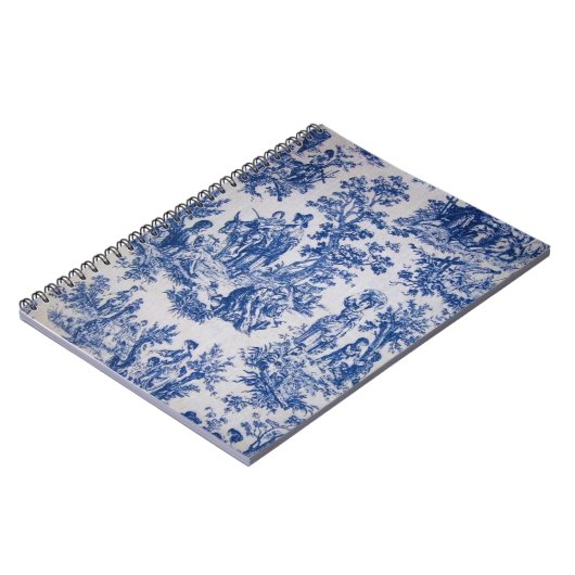 Frans toile de jouy blauw en wit elegant notitieboek (Linkerzijde)
