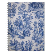 Frans toile de jouy blauw en wit elegant notitieboek (Voorkant)