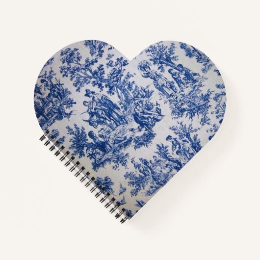 Frans toile de jouy blauw en wit elegant notitieboek (Voorkant)