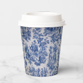 Frans toile de jouy blauw en wit elegant papieren bekers (Achterkant)