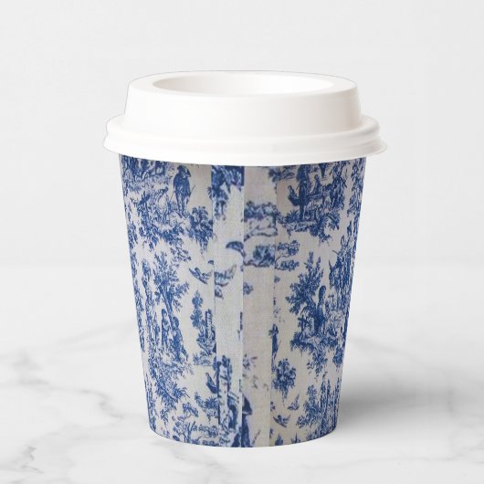 Frans toile de jouy blauw en wit elegant papieren bekers (Rechts)