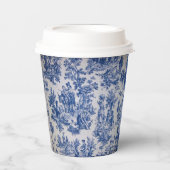 Frans toile de jouy blauw en wit elegant papieren bekers (Voorkant)