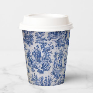 Frans toile de jouy blauw en wit elegant papieren bekers