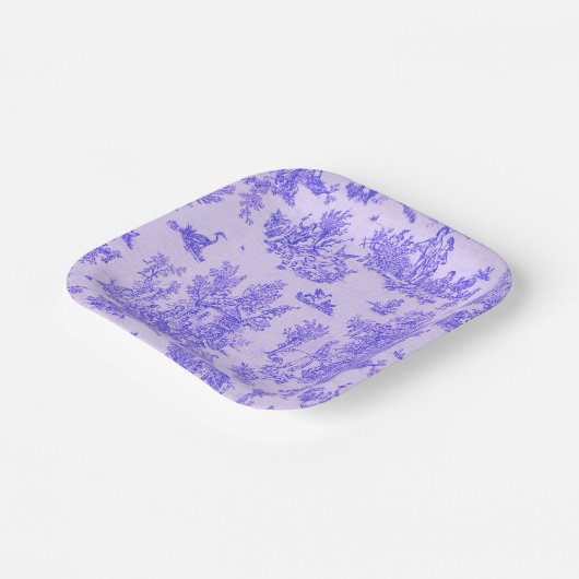 Frans toile de jouy blauw en wit elegant papieren bordje (Gebogen)