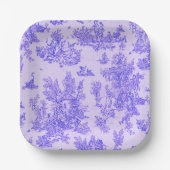 Frans toile de jouy blauw en wit elegant papieren bordje (Voorkant)