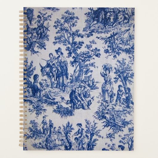 Frans toile de jouy blauw en wit elegant planner (Voorkant)