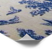 Frans toile de jouy blauw en wit elegant poster (Hoek)