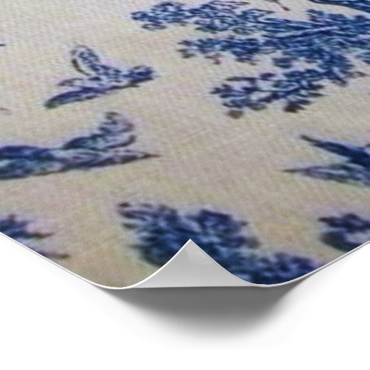 Frans toile de jouy blauw en wit elegant poster (Hoek)