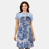 Frans toile de jouy blauw en wit elegant schort (Gedragen)