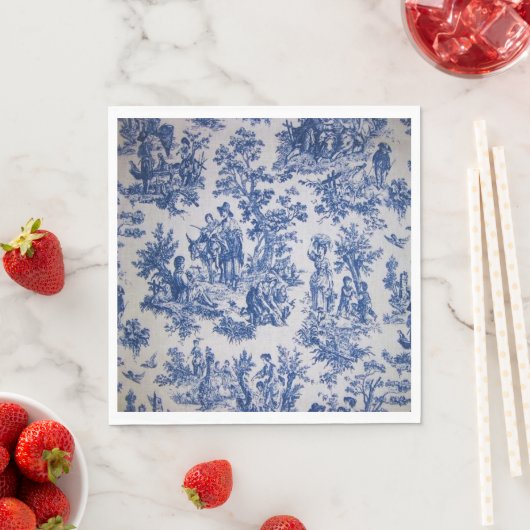Frans toile de jouy blauw en wit elegant servet (Insitu)