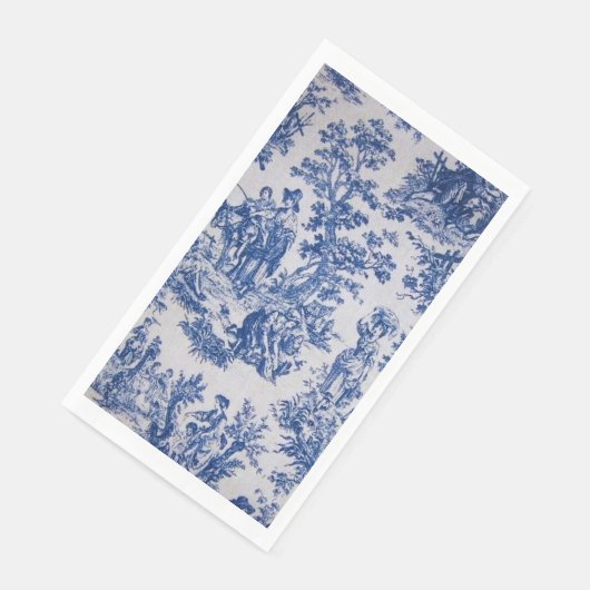 Frans toile de jouy blauw en wit elegant servet (Hoek)