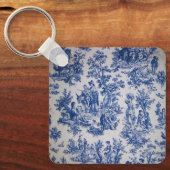 Frans toile de jouy blauw en wit elegant sleutelhanger (Voorkant)