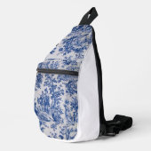 Frans toile de jouy blauw en wit elegant sling bag (Rechterhoek)